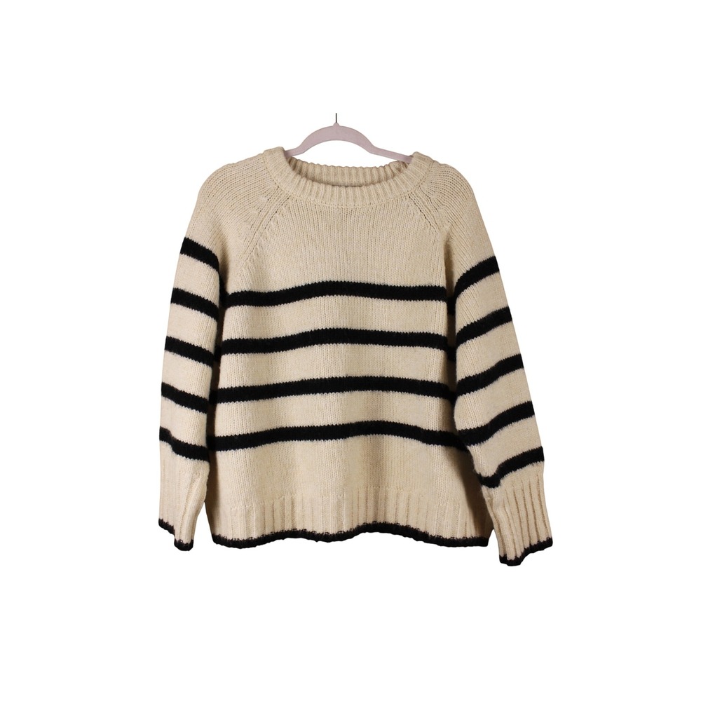 Rita Ora X Primark Fisherman Cream Black Breton Stripe Chunky Knit Sweater M